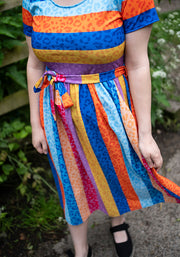 Rhea Rainbow Animal Stripe Print Midi Dress