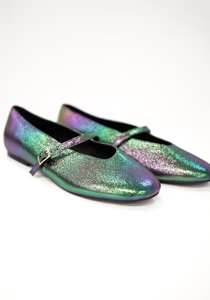 Front view of Rainbow Ballet Pump