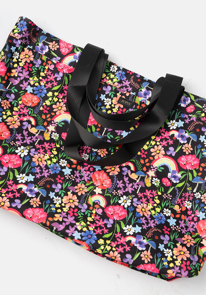 Rainbow Floral Print Beach Bag