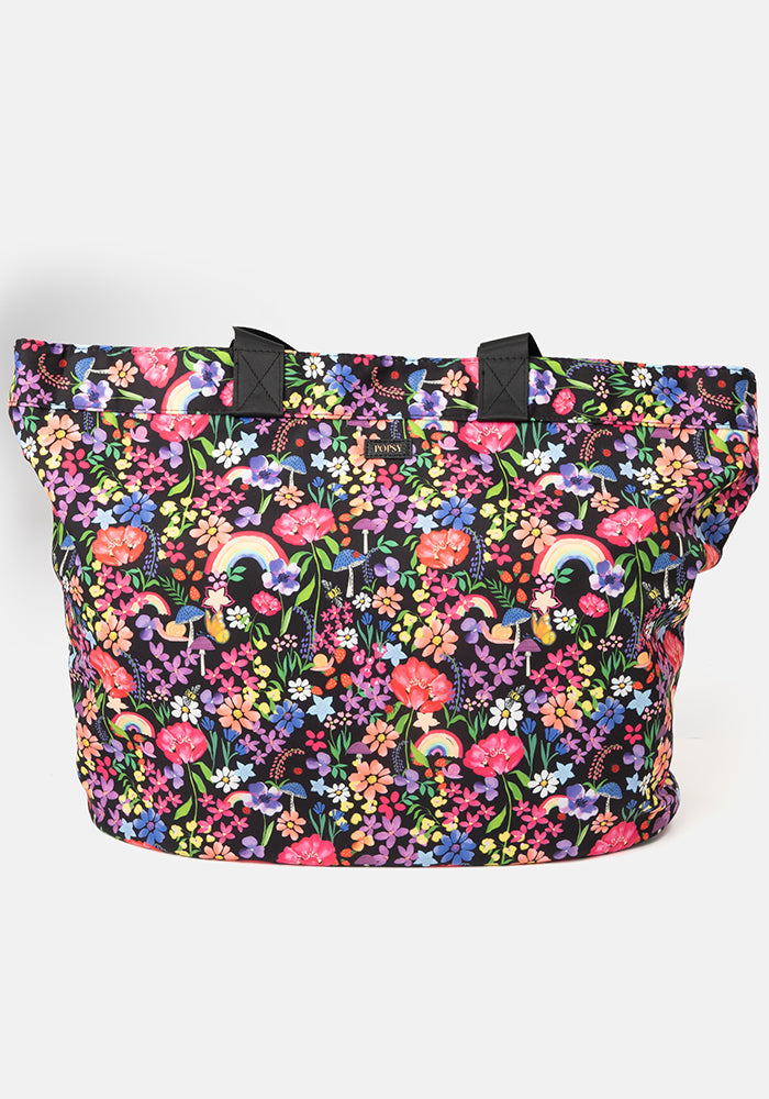 Rainbow Floral Print Beach Bag