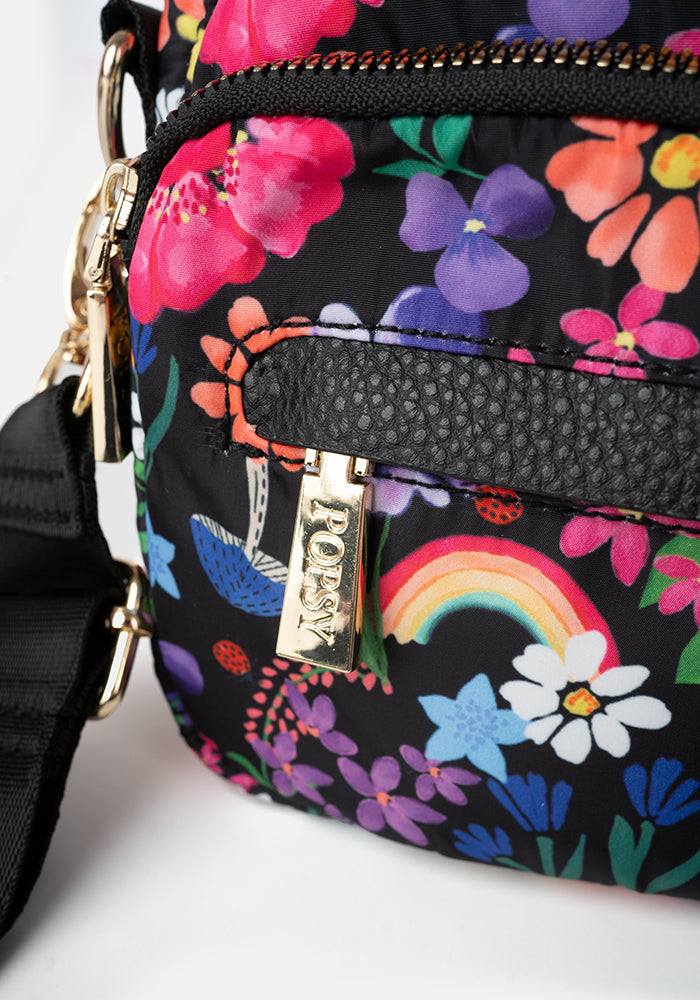 Rainbow Floral Print Cross Body Bag