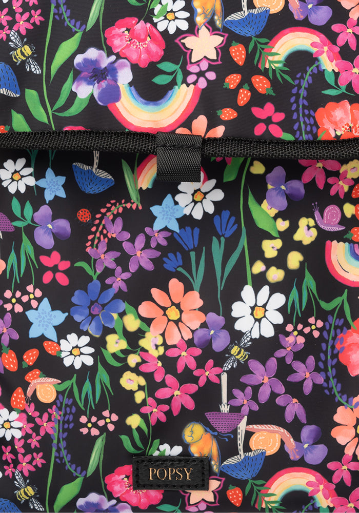 Third angle of Rainbow Floral Print Popsy Lunch Bag