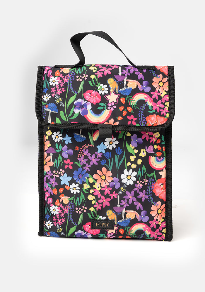 Second angle of Rainbow Floral Print Popsy Lunch Bag