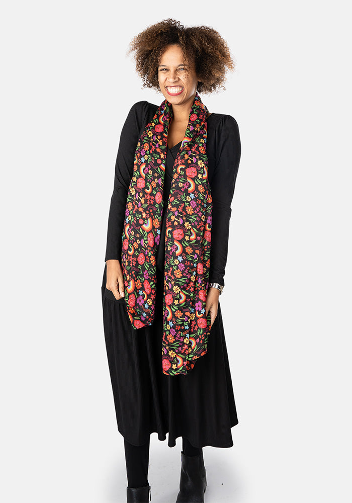 Rainbow Floral Print Scarf