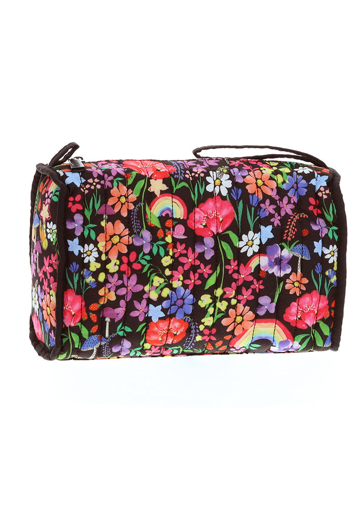 Fourth angle of Rainbow Floral Quilted Make Up Bag