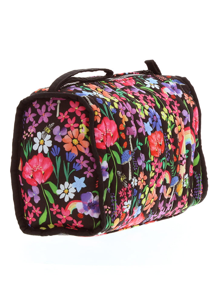 Sixth angle of Rainbow Floral Quilted Make Up Bag
