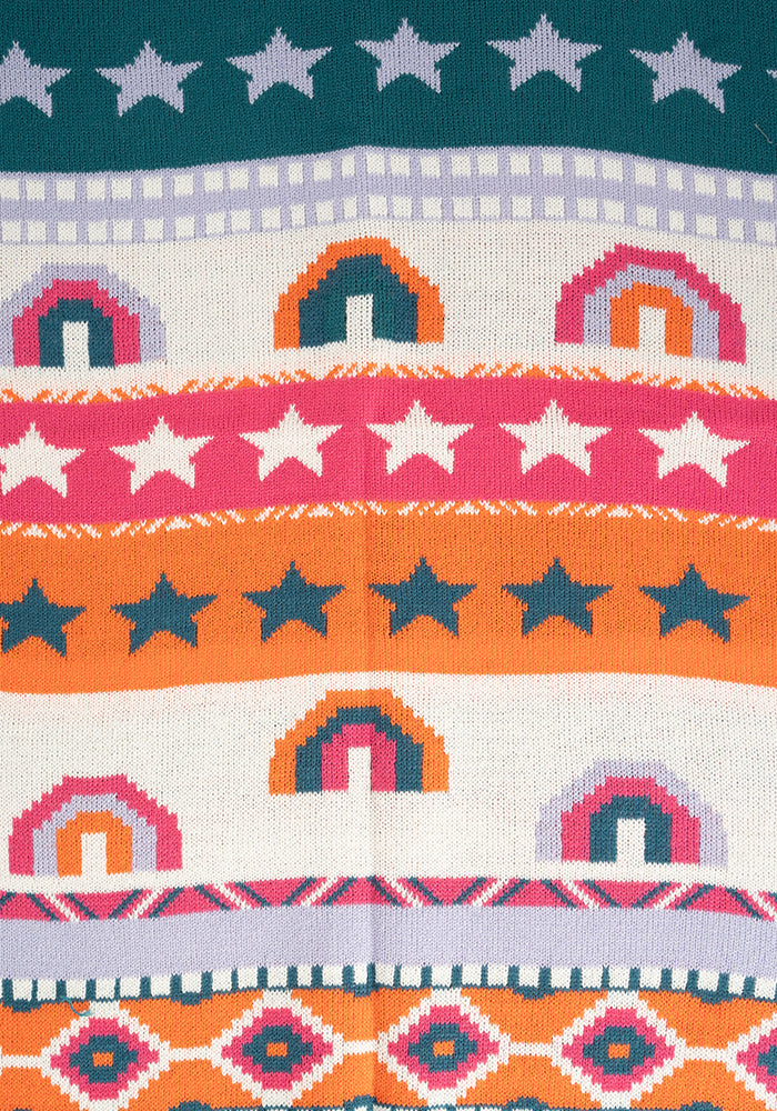 Second angle of Rainbow Jacquard Knitted Scarf