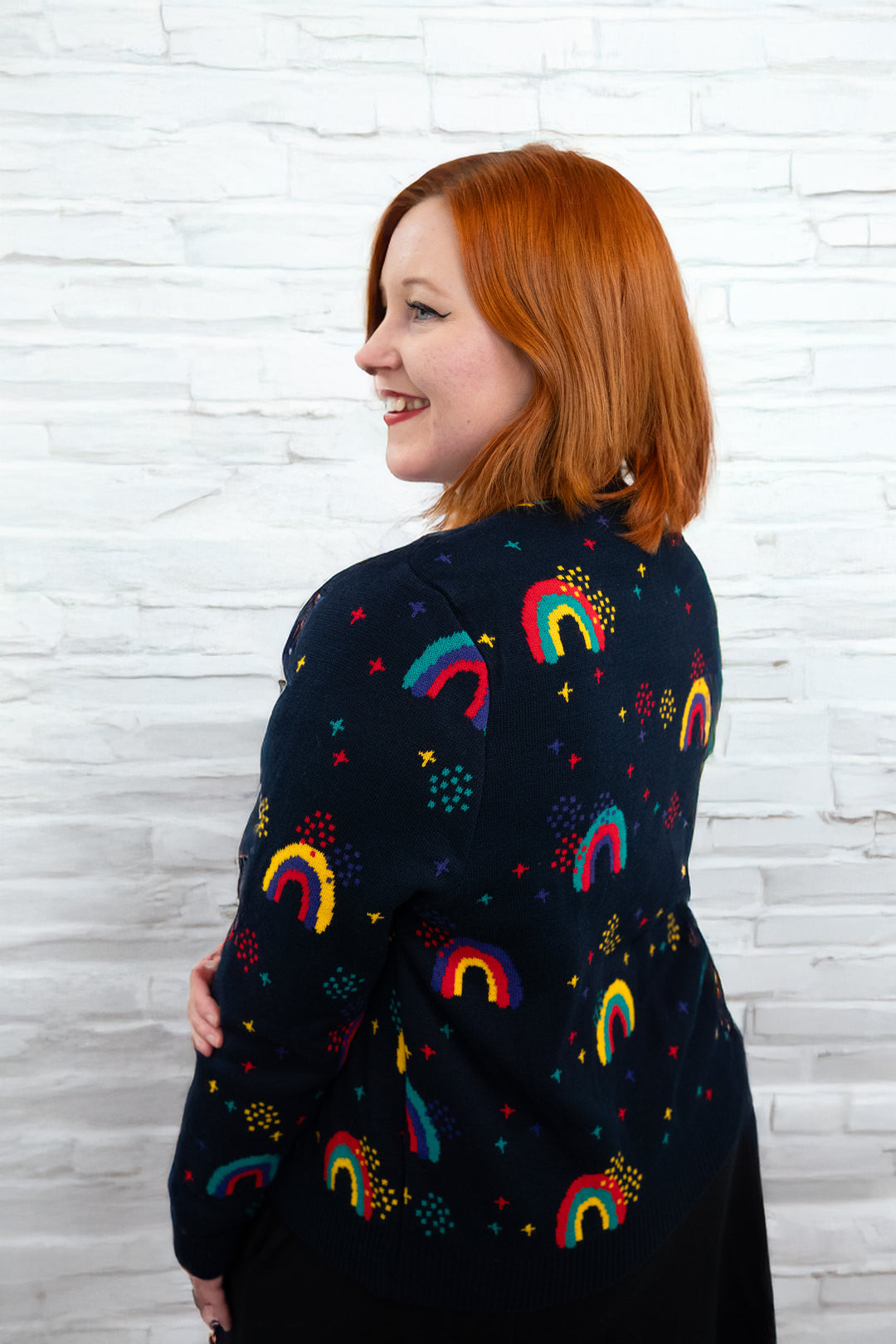 Third angle of Rainbow Knit Cardigan