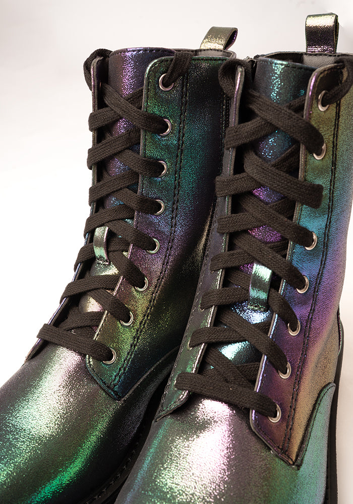 Fifth angle of Rainbow Metallic Lace Up Boot