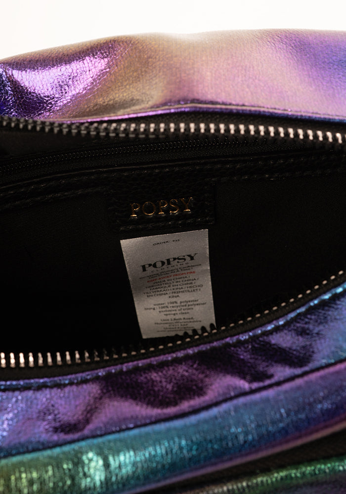 Ninth angle of Rainbow Metallic Front Pocket Camera Bag
