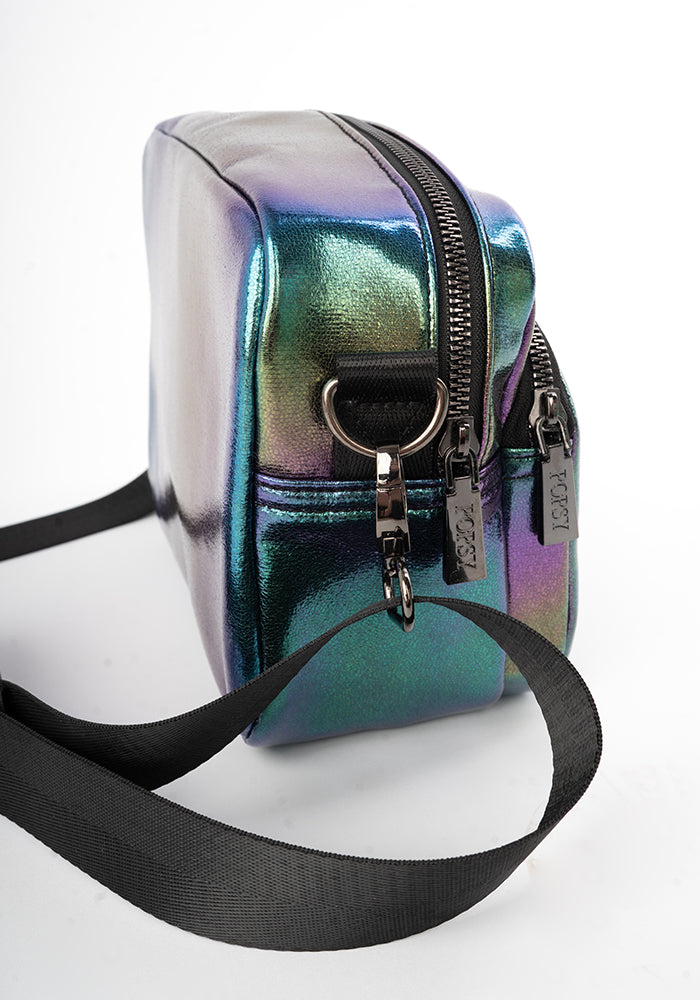 Seventh angle of Rainbow Metallic Front Pocket Camera Bag