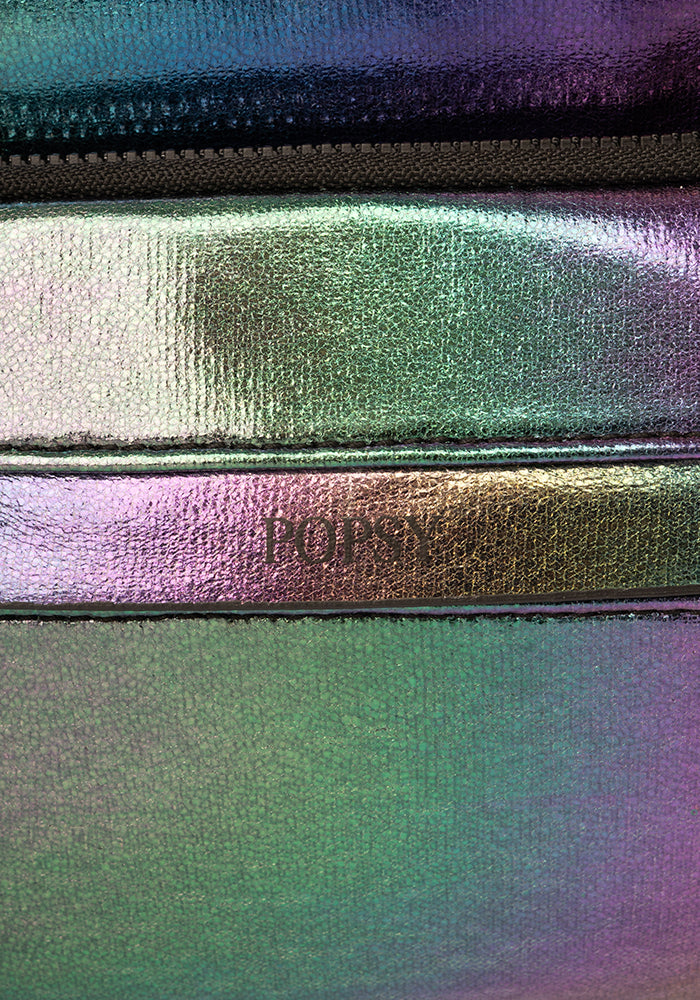Sixth angle of Rainbow Metallic Front Pocket Camera Bag
