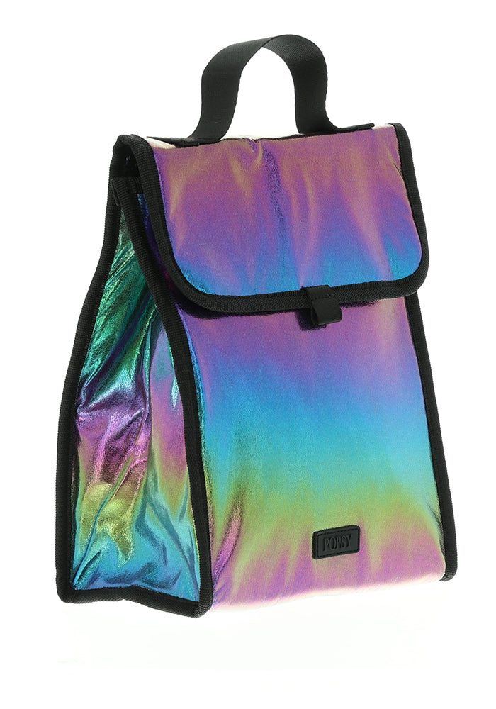Front view of Rainbow Metallic Insulated Lunch Bag