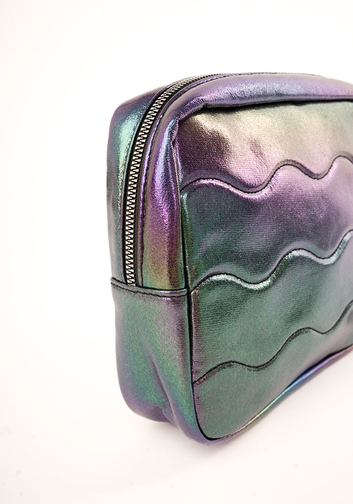 Fourth angle of Rainbow Metallic Make up Bag