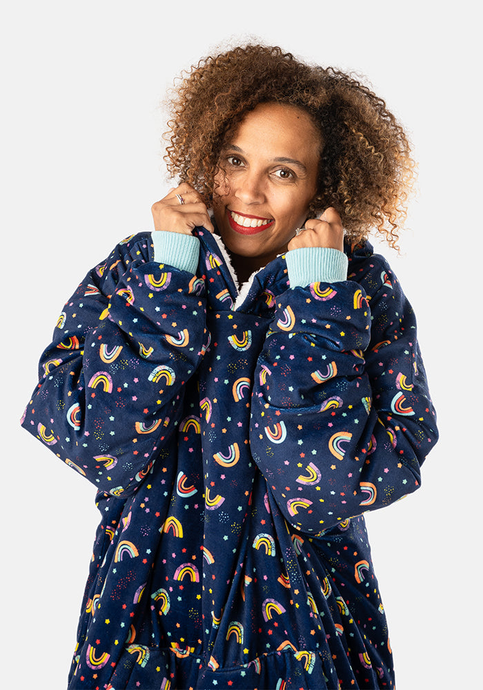 Popsy Pop-On Oversize Rainbow Print Hoodie