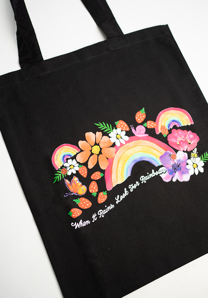 Second angle of Rainbow Print Cotton Canvas Bag - Women&