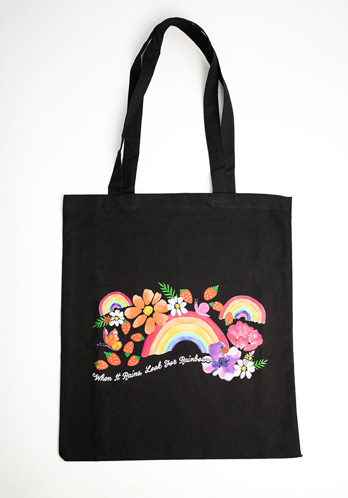 Front view of Rainbow Print Cotton Canvas Bag - Women&