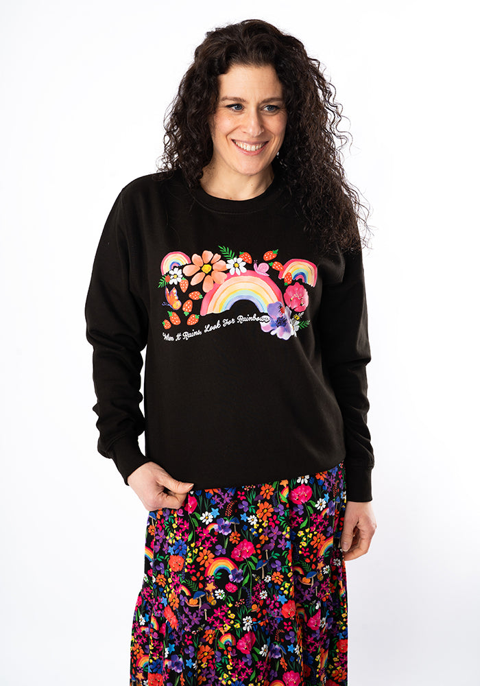 Eleventh angle of Rainbow Print Sweatshirt (Black)