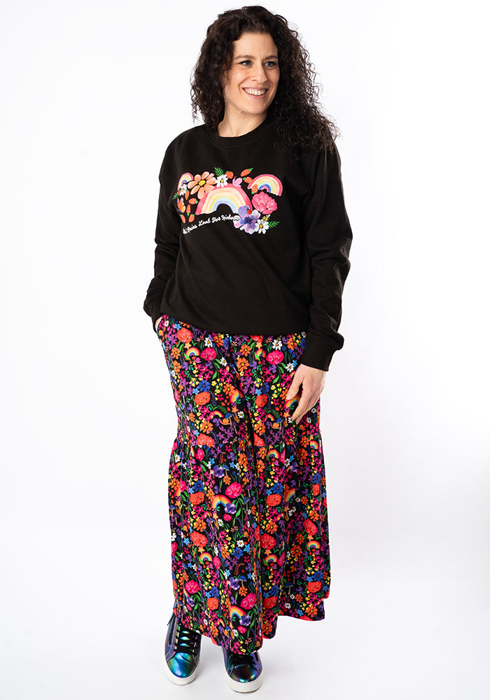 Tenth angle of Rainbow Print Sweatshirt (Black)
