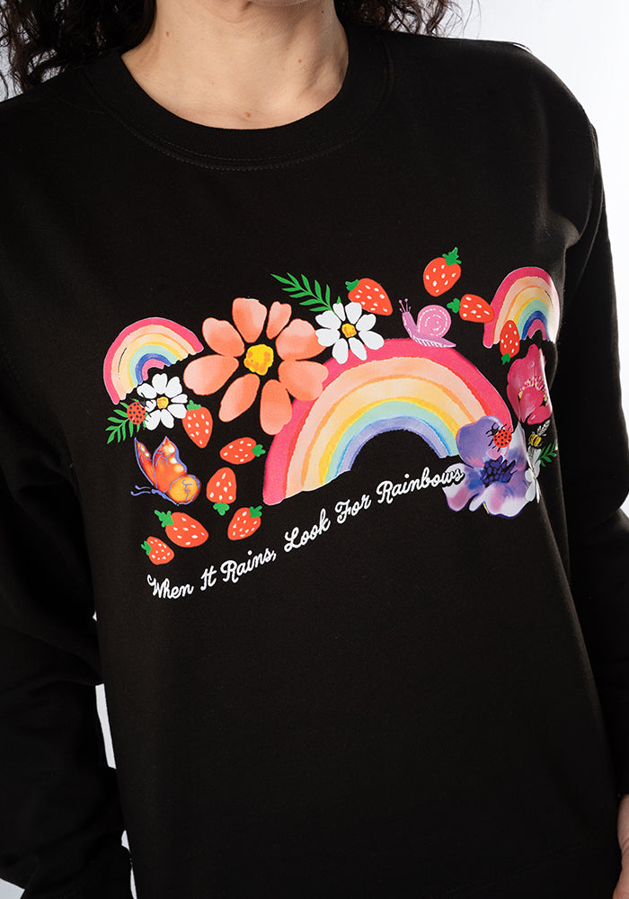 Fourth angle of Rainbow Print Sweatshirt (Black)
