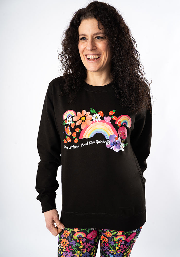 Ninth angle of Rainbow Print Sweatshirt (Black)