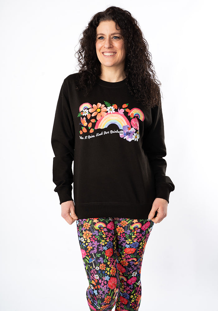 Seventh angle of Rainbow Print Sweatshirt (Black)