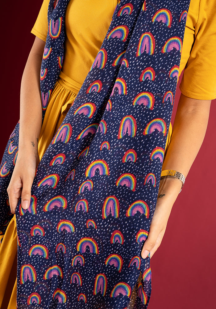 Rainbow Conversational Print Scarf