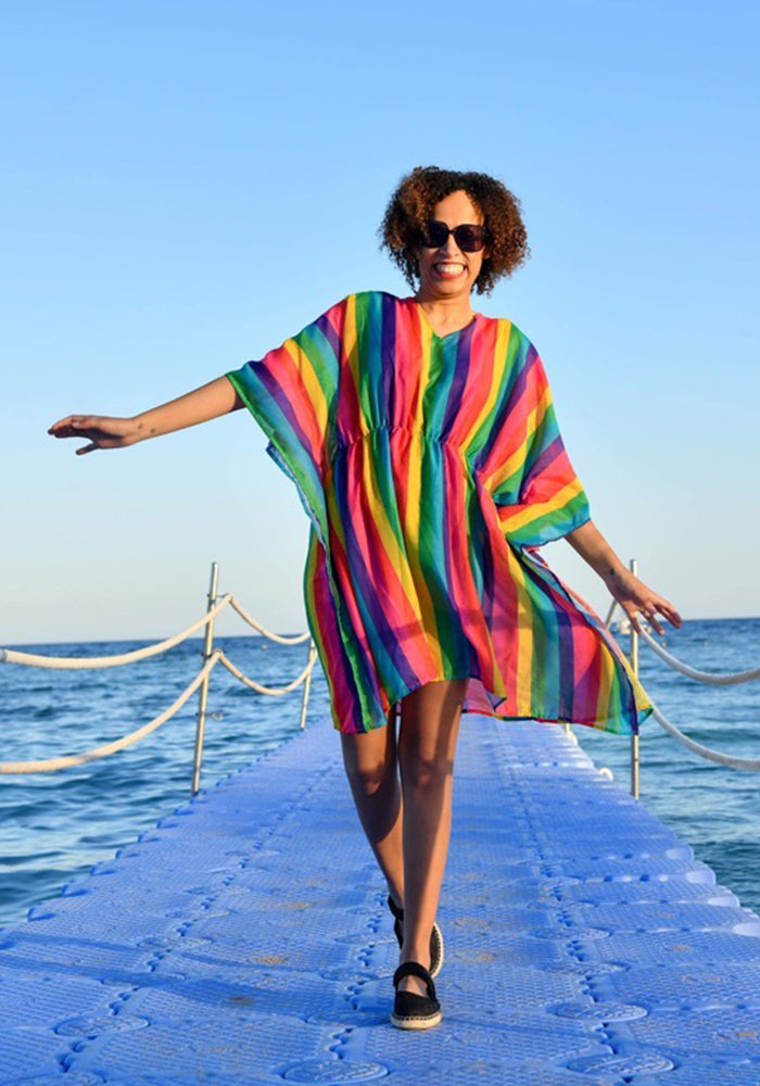 Multi Coloured Stripe Print Cover Up