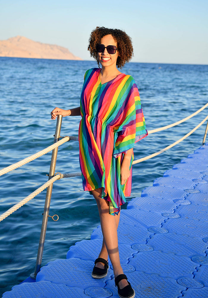 Multi Coloured Stripe Print Cover Up