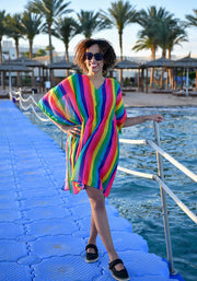 Multi Coloured Stripe Print Cover Up