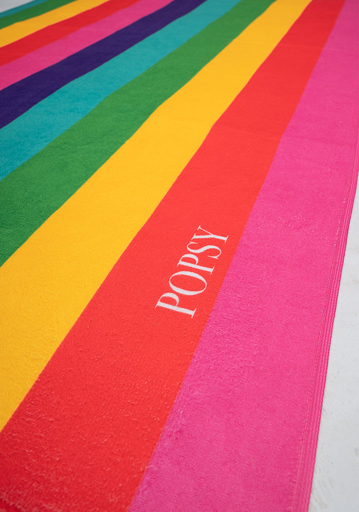 Second angle of Large Rainbow Stripe Print Towel