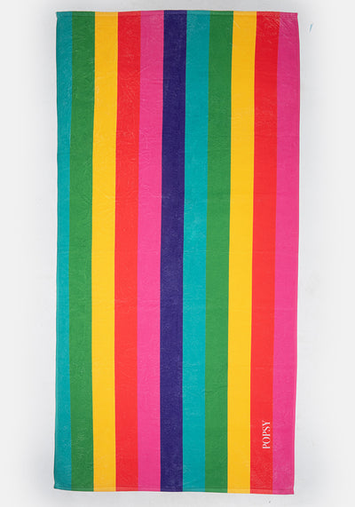 Large Rainbow Stripe Print Towel