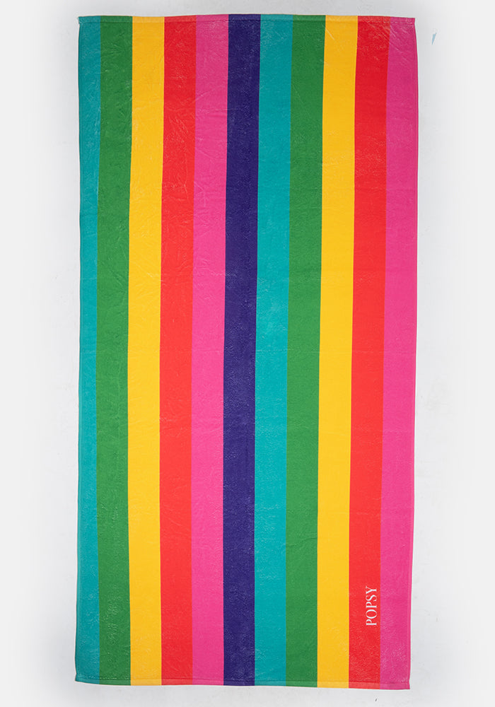 Large Rainbow Stripe Print Towel