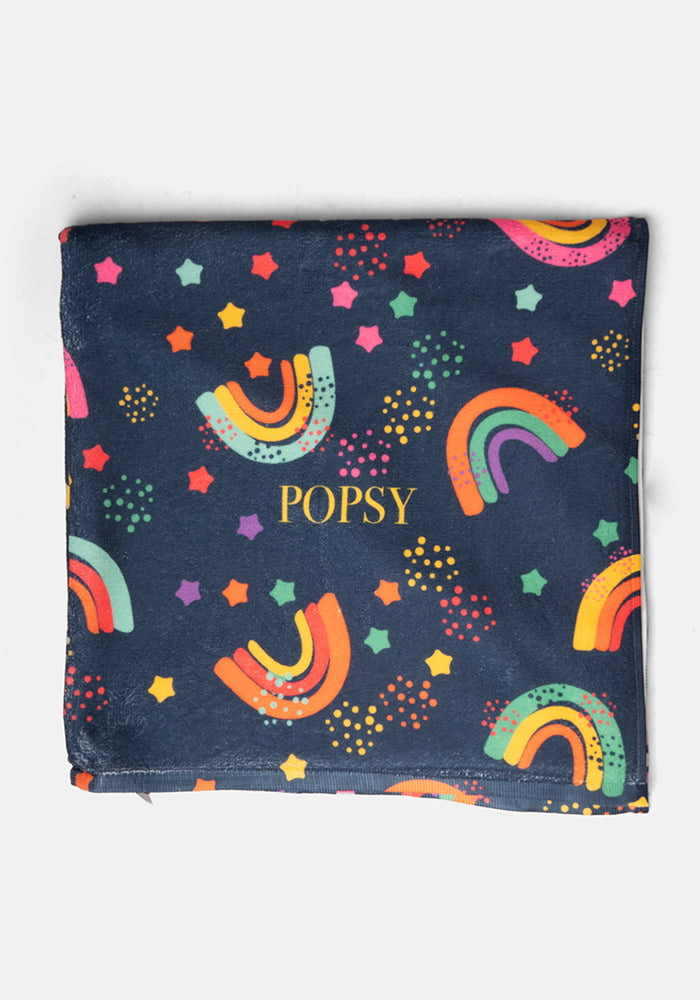 Navy Rainbow Print Towel