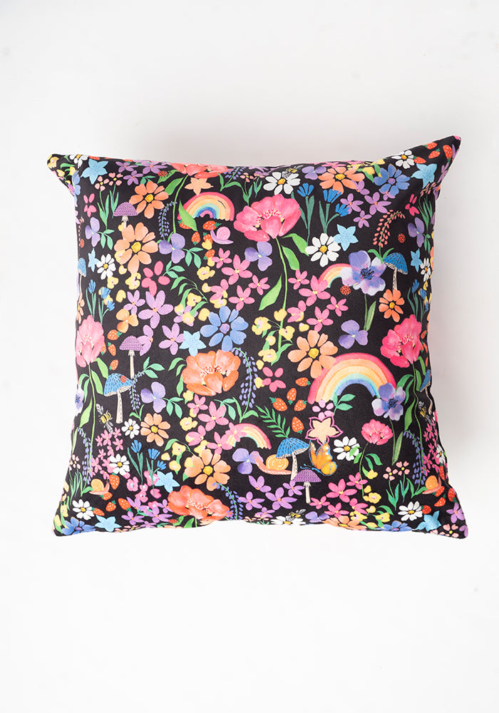 Third angle of Garden Rainbow Print Cushion Cover