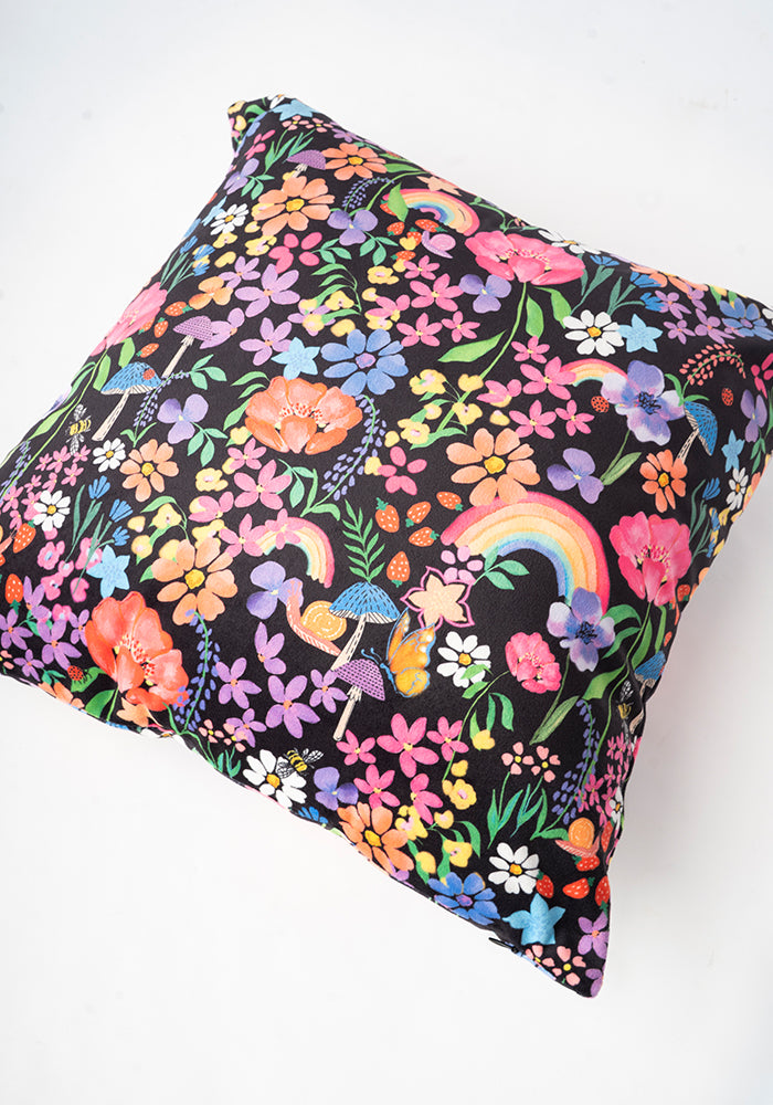 Second angle of Garden Rainbow Print Cushion Cover