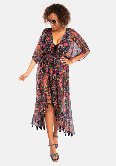 Garden Rainbow Tie Front Cover Up
