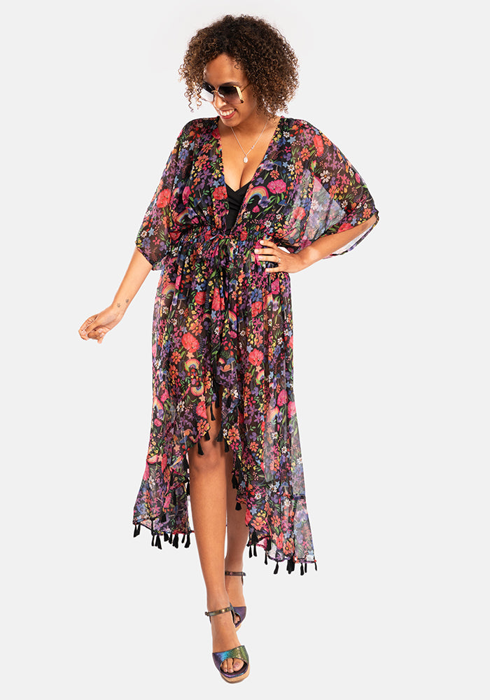 Garden Rainbow Tie Front Cover Up