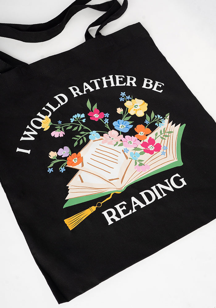 Second angle of Rather Be Reading Cotton Canvas Bag - Women&