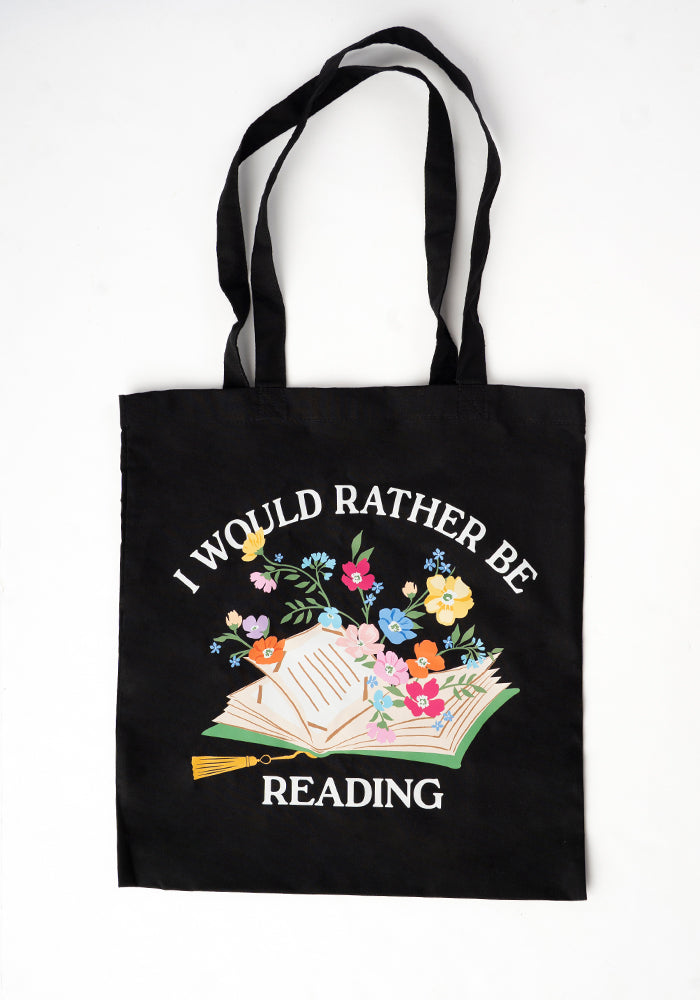 Front view of Rather Be Reading Cotton Canvas Bag - Women&