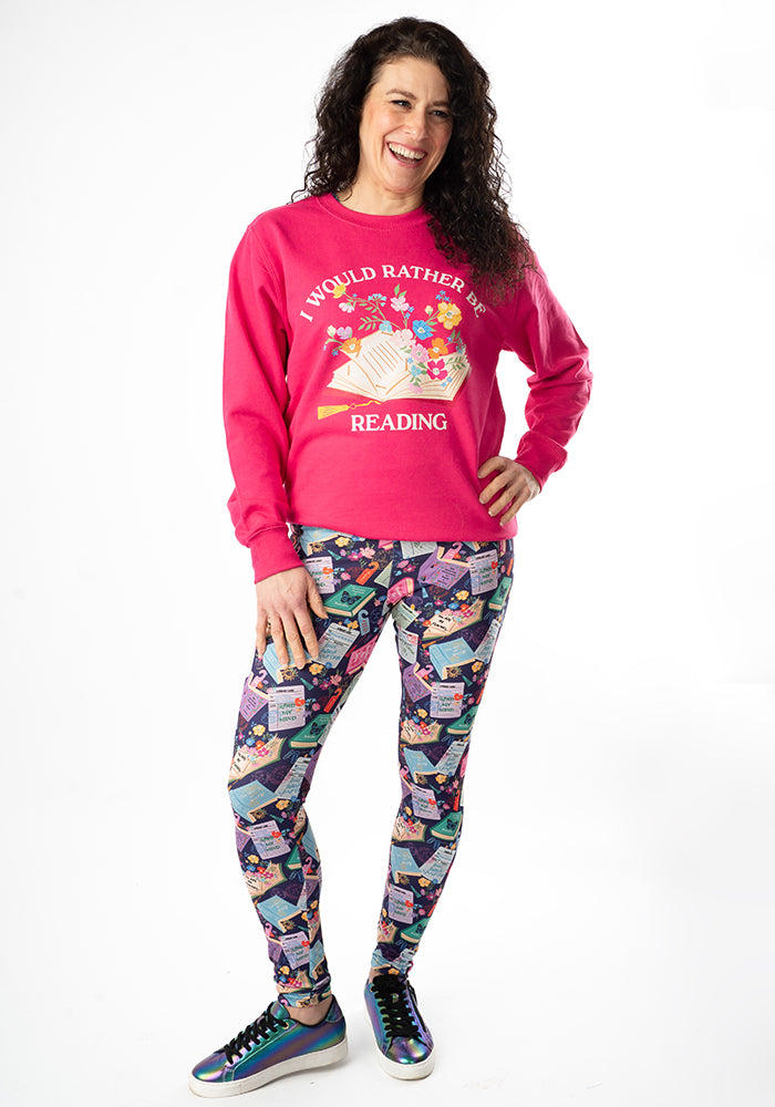 Sixth angle of Heath Library Book Print 2 Pocket Leggings