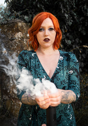 **PRE-ORDER ** Noctura Teal Raven Print Dress **PRE-ORDER**
