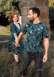 Ravenna Teal Raven Print Cotton T-Shirt