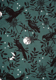 **PRE-ORDER ** Noctura Teal Raven Print Dress **PRE-ORDER**