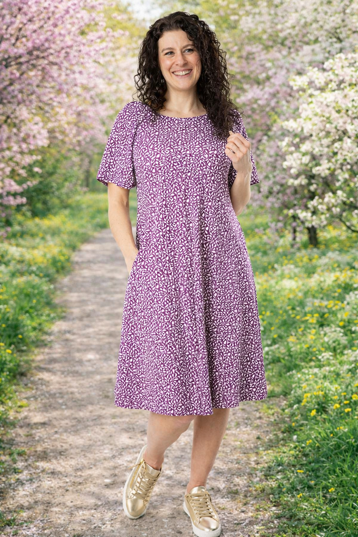 Third angle of Ravina Ditsy Sprig Print Trapeze Dress