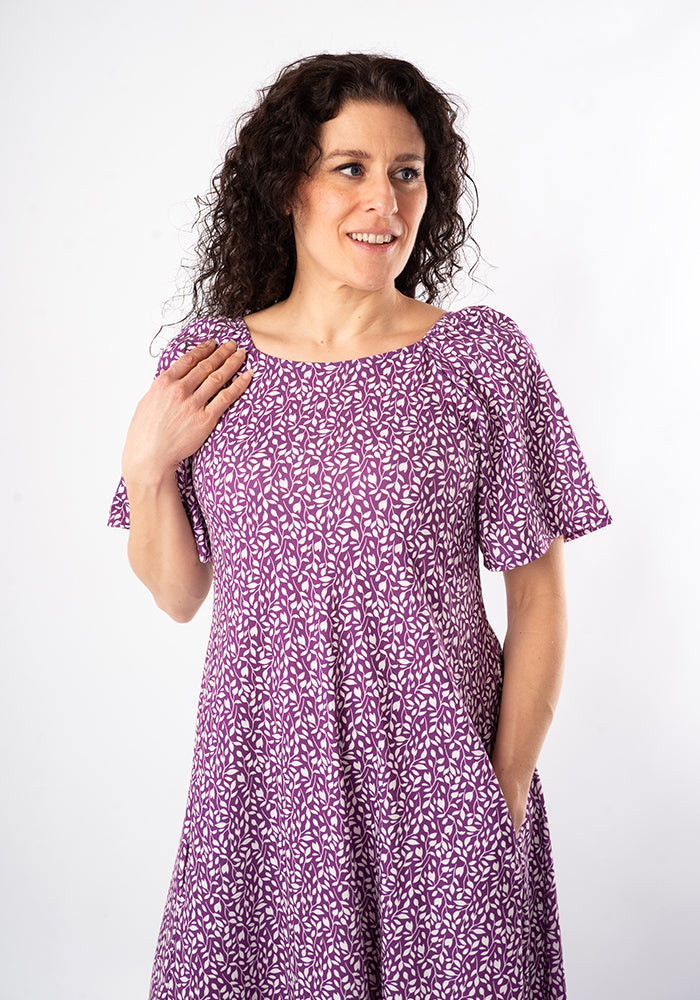 Eighth angle of Ravina Ditsy Sprig Print Trapeze Dress