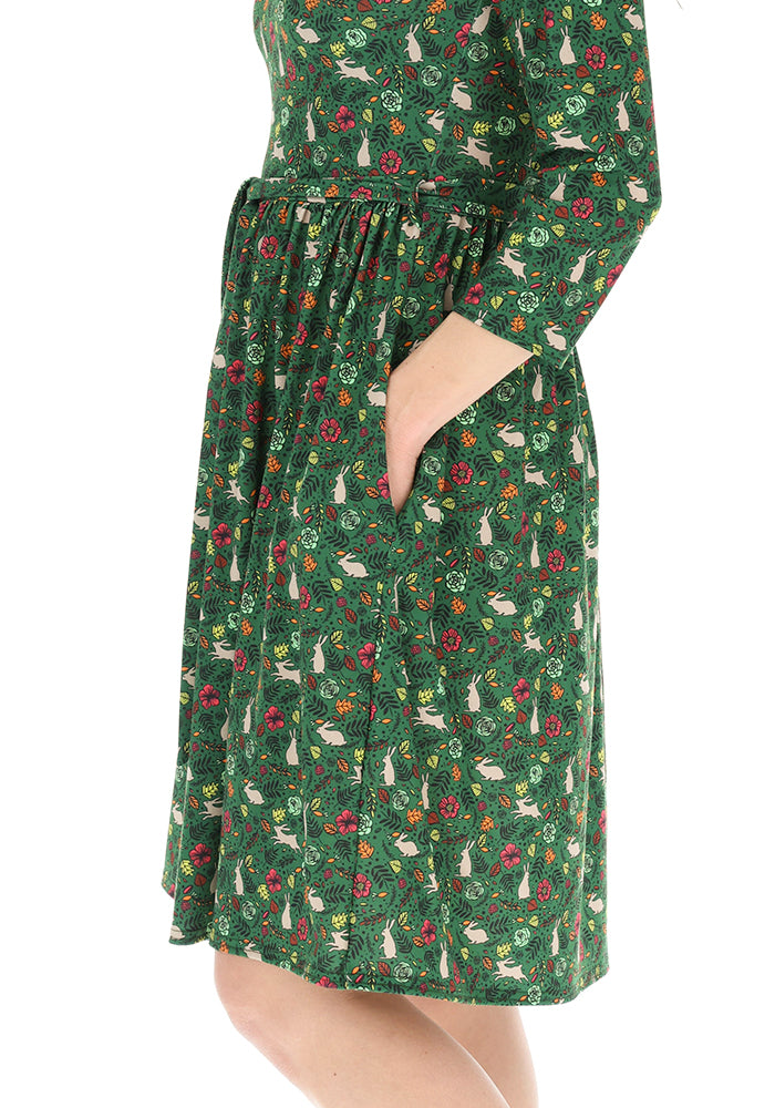 Third angle of Rebecca Rabbit Print Jersey Dress, rebecca Rabbit Print Jersey Dress A little bit playful, a lot wearable.