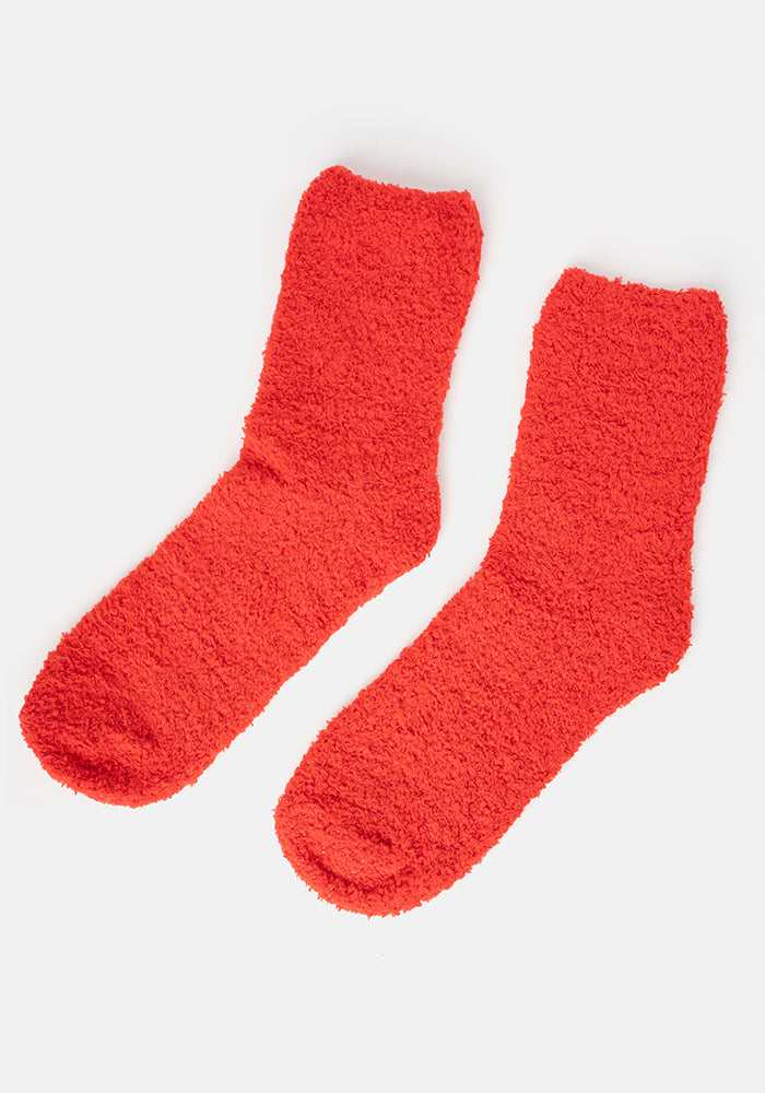 Fourth angle of Red Fluffy Socks