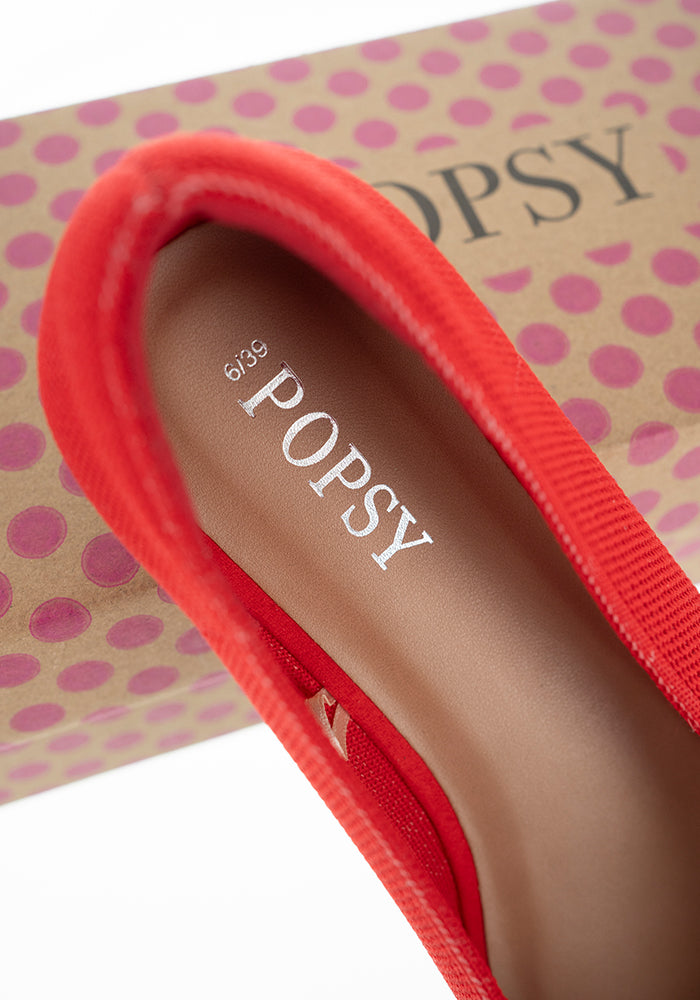 Thirteenth angle of Red Knitted Ballet Pumps