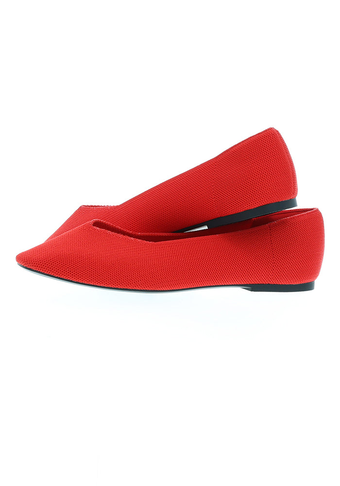 Seventh angle of Red Knitted Ballet Pumps